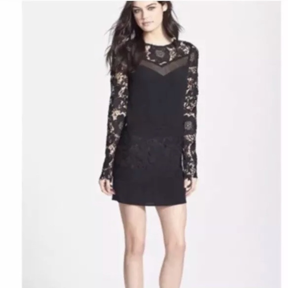 LBD with lace sleeve